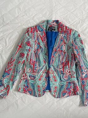 Jones New York Paisley Blazer in Turquoise & Red